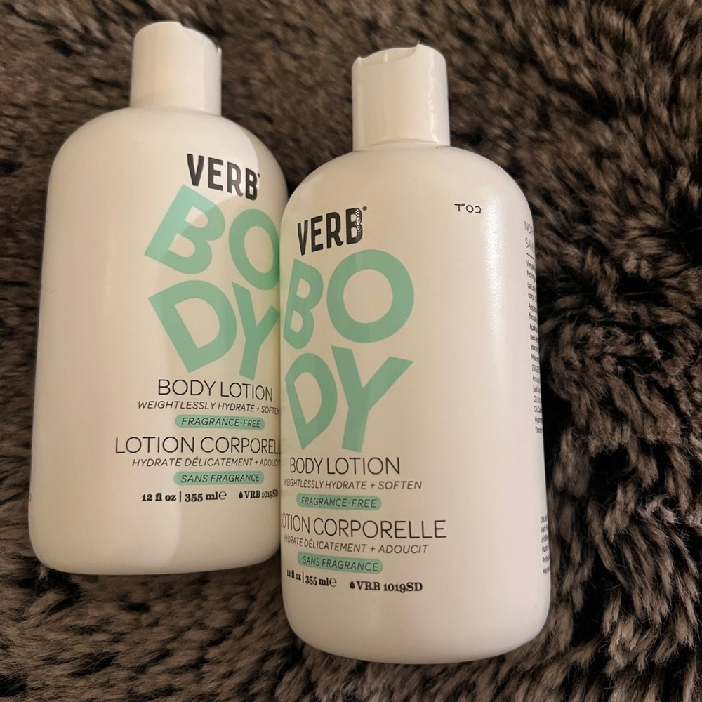 2X NEW Verb fragrance free body lotion 12 floz